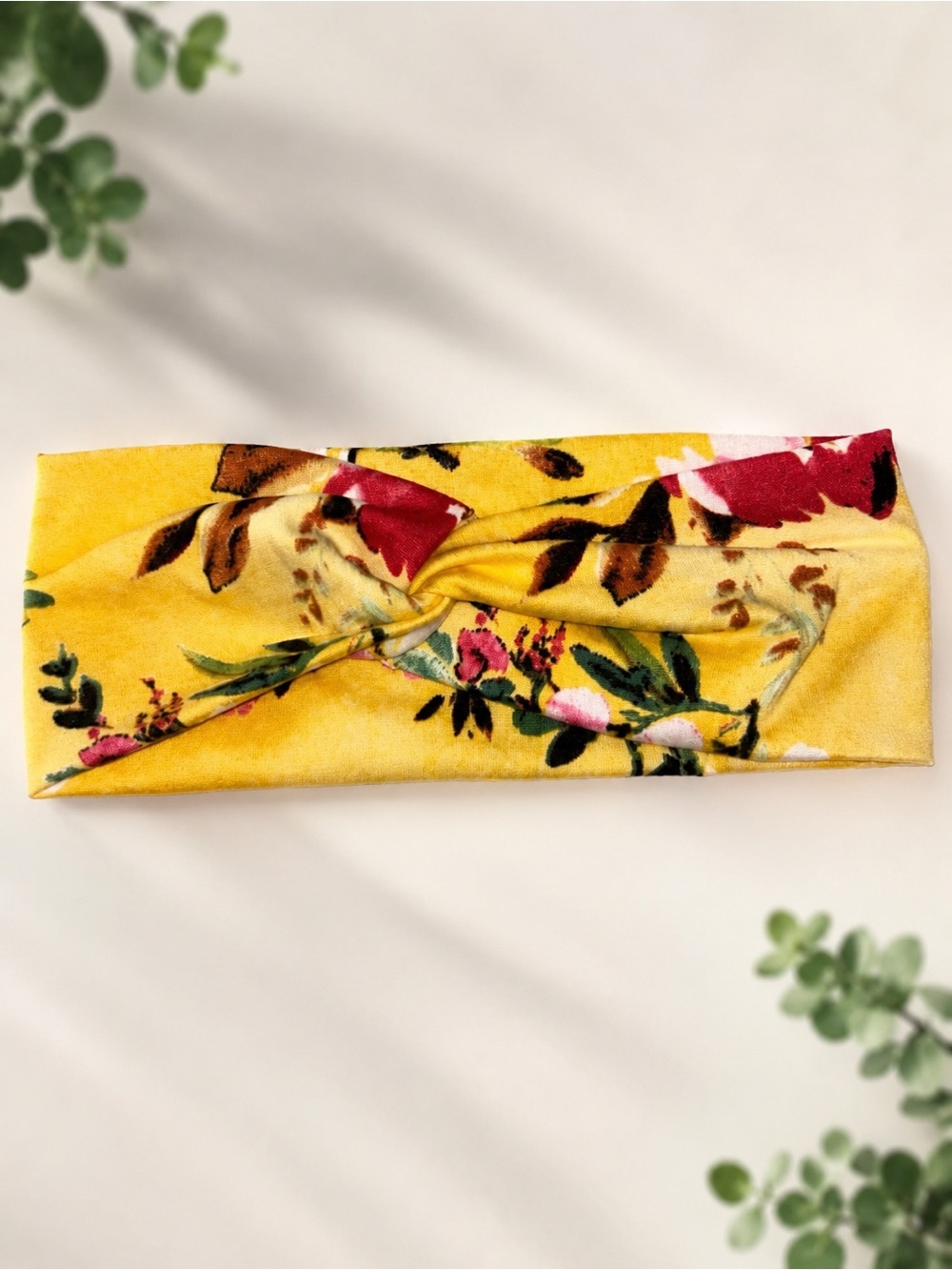Ry-Bandz Yellow Floral Twist Headband Boho Stretch Hair Accessory NJ Made